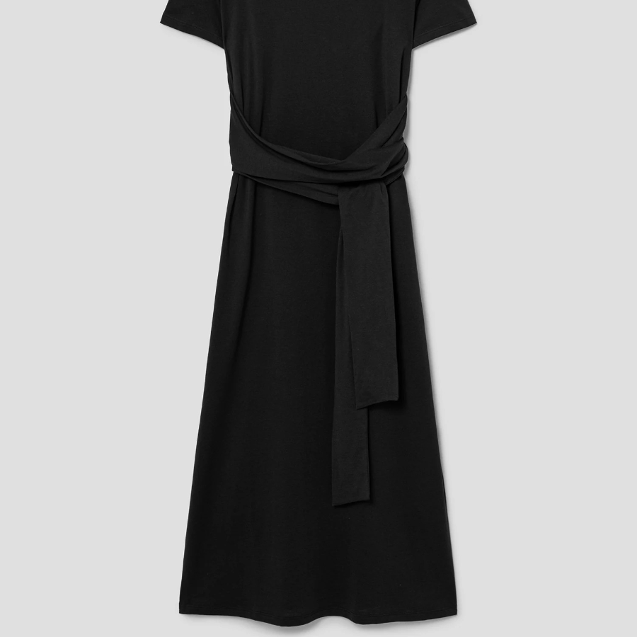 Theory Women Apex Cotton Tie Front Dress - Black