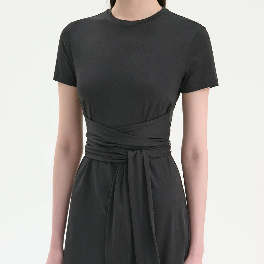 Theory Women Apex Cotton Tie Front Dress - Black