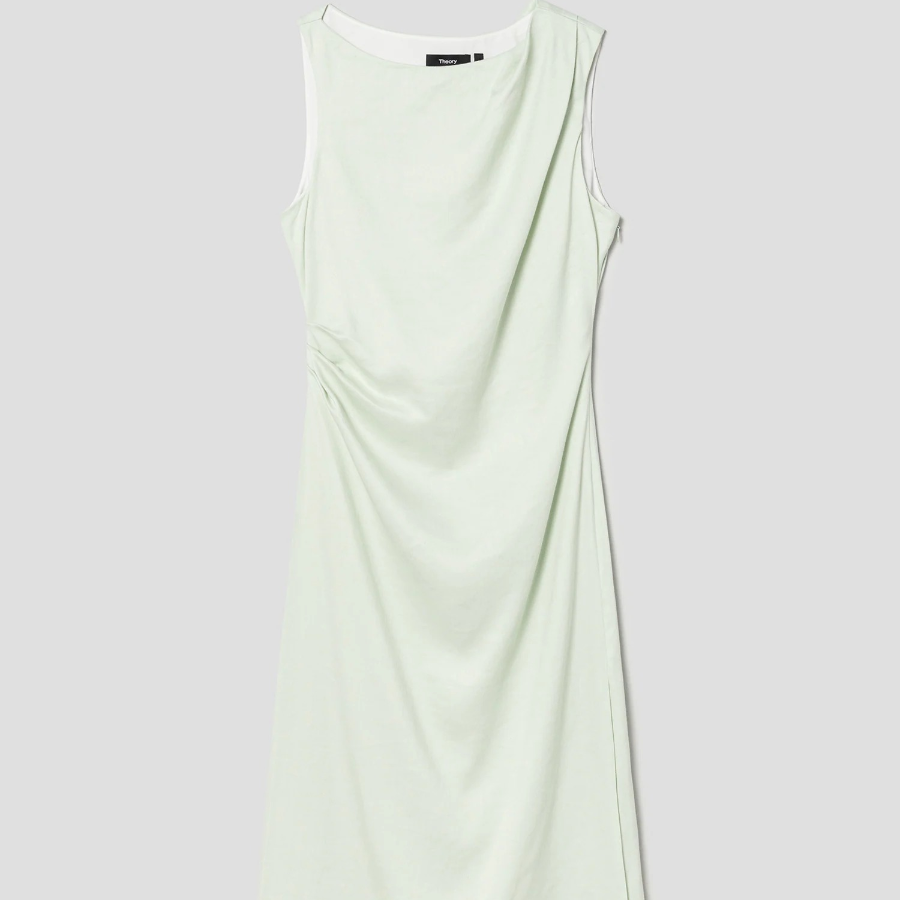 Theory Women Linen Viscose Shoulder Drape Dress - Aloe