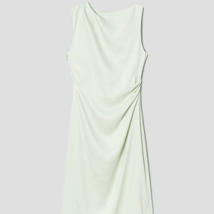 Theory Women Linen Viscose Shoulder Drape Dress - Aloe