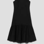 Theory Women Lightweight Wool Tier Tie Neck Dress - Black