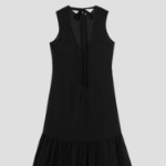 Theory Women Lightweight Wool Tier Tie Neck Dress - Black