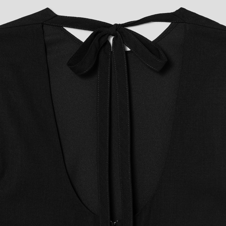 Theory Women Lightweight Wool Tier Tie Neck Dress - Black