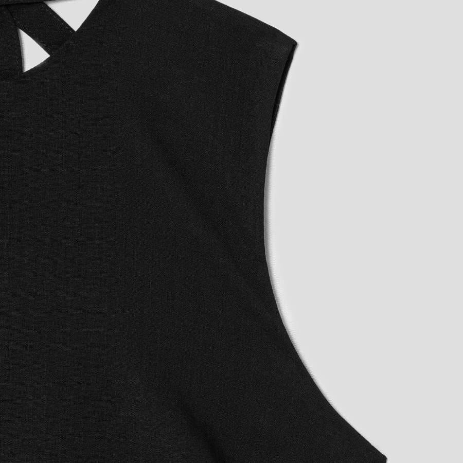 Theory Women Lightweight Wool Tier Tie Neck Dress - Black