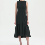 Theory Women Lightweight Wool Tier Tie Neck Dress - Black