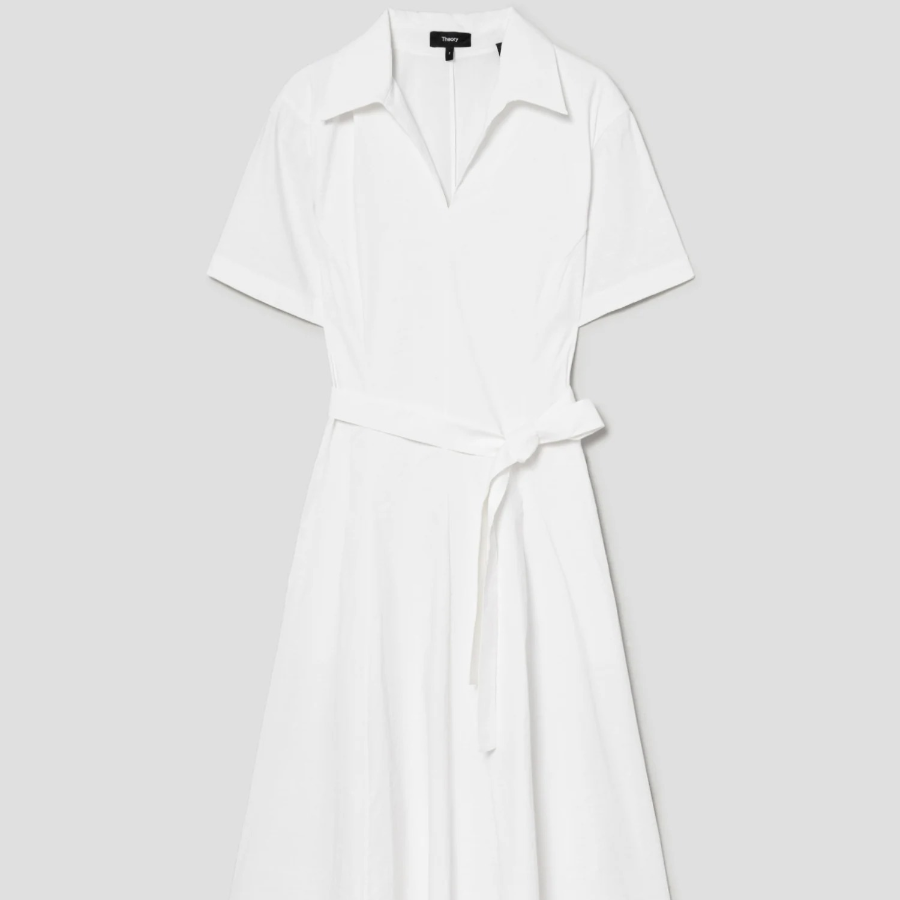 Theory Women White Crunch Slit Volume Dress - White