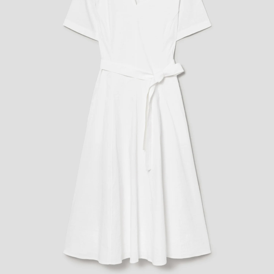 Theory Women White Crunch Slit Volume Dress - White