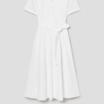 Theory Women White Crunch Slit Volume Dress - White