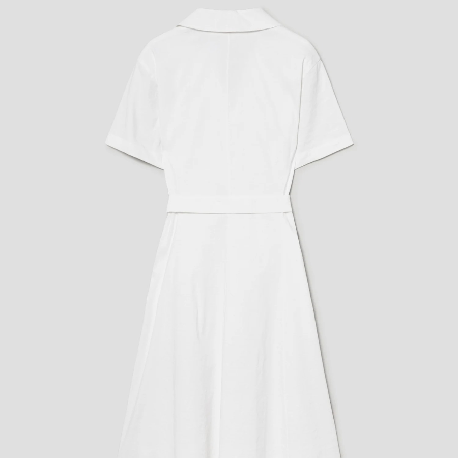 Theory Women White Crunch Slit Volume Dress - White