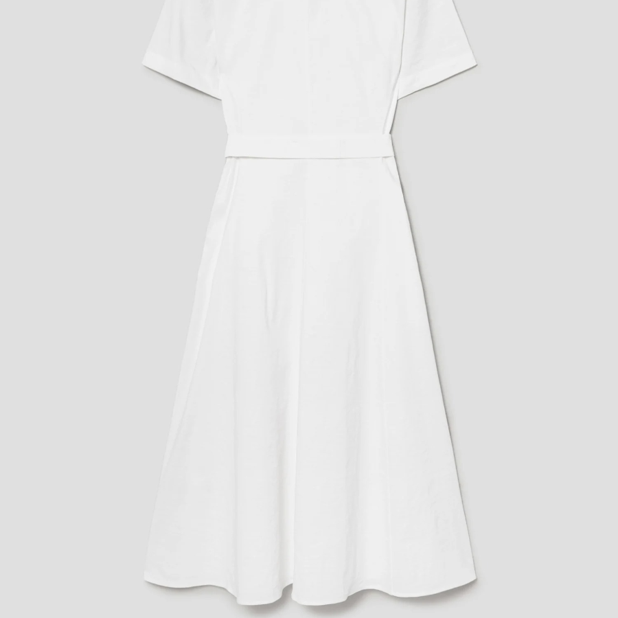 Theory Women White Crunch Slit Volume Dress - White