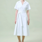 Theory Women White Crunch Slit Volume Dress - White