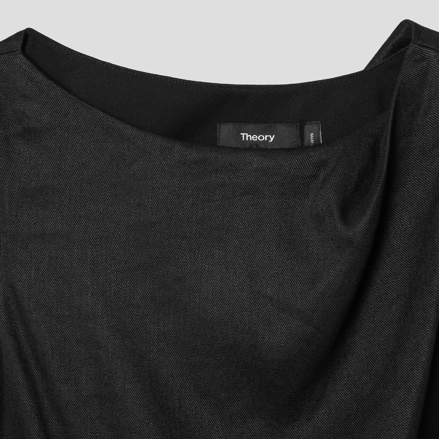 Theory Women Linen Viscose Shoulder Drape Dress - Black