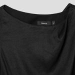Theory Women Linen Viscose Shoulder Drape Dress - Black