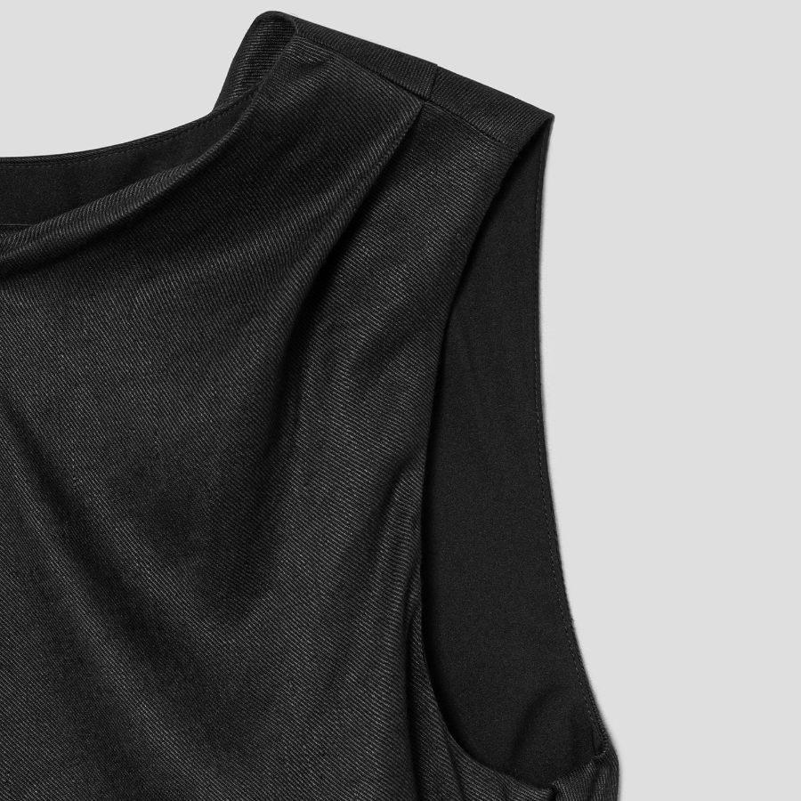 Theory Women Linen Viscose Shoulder Drape Dress - Black