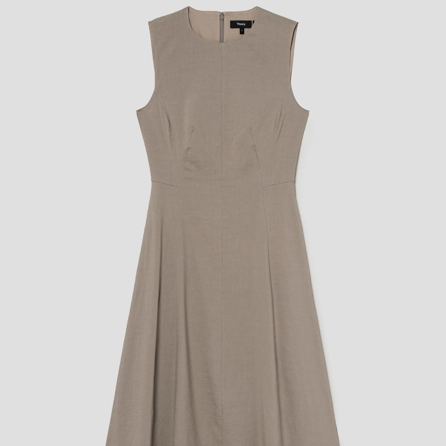 Theory Women Good Crunch Seam Crew Neck Dress - Soft Taupe