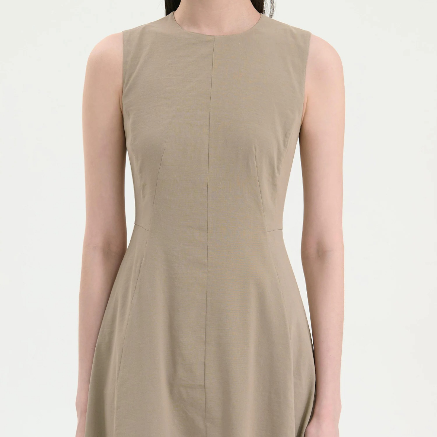 Theory Women Good Crunch Seam Crew Neck Dress - Soft Taupe