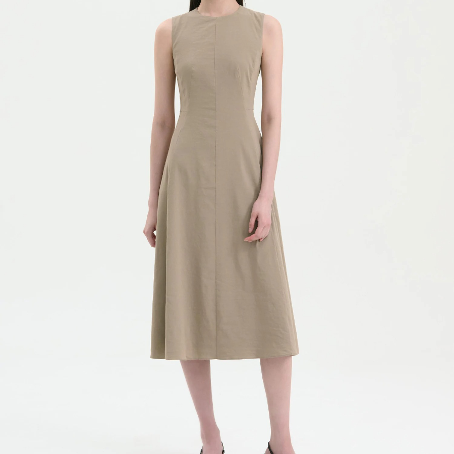 Theory Women Good Crunch Seam Crew Neck Dress - Soft Taupe