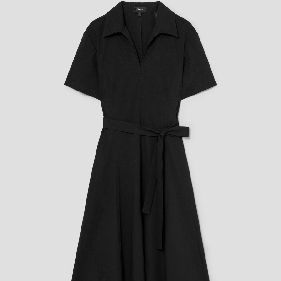 Theory Women Good Crunch Slit Volume Dress - Black