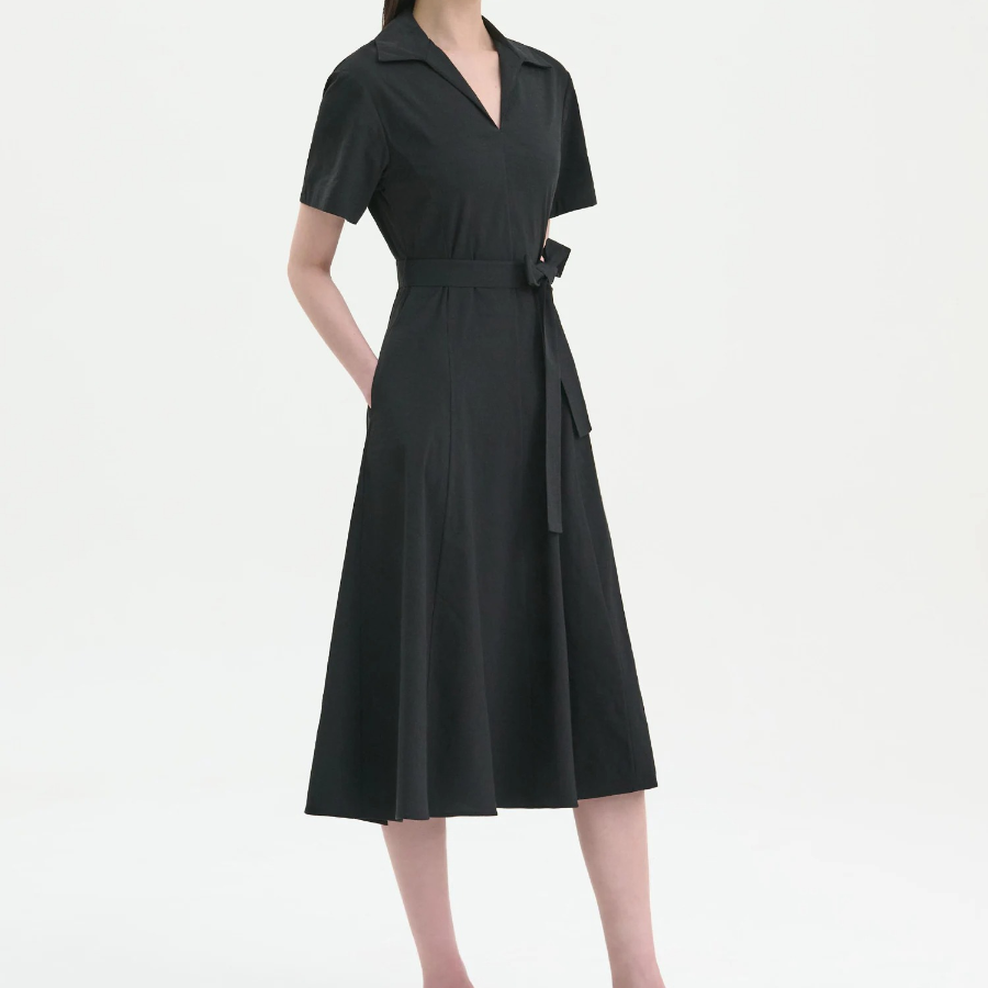 Theory Women Good Crunch Slit Volume Dress - Black