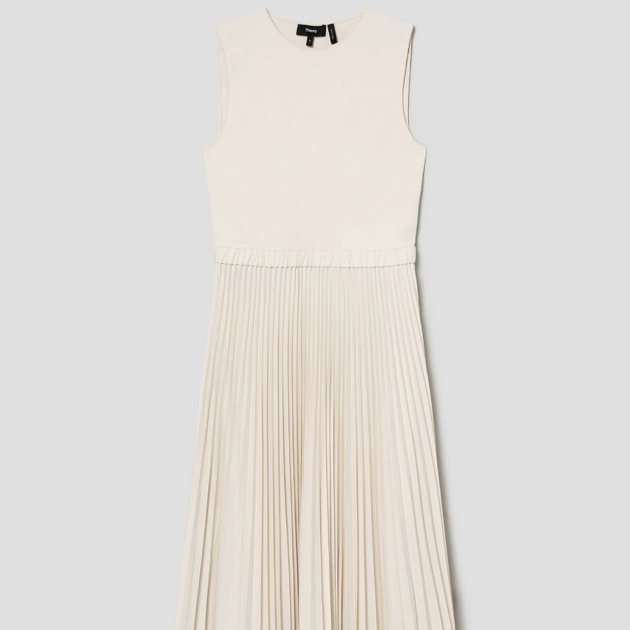 Theory Women Sleek Poplin Full Pleats Dress - White