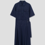 Theory Women Sleek Poplin Pleats Wrap Dress - Nocturne Navy