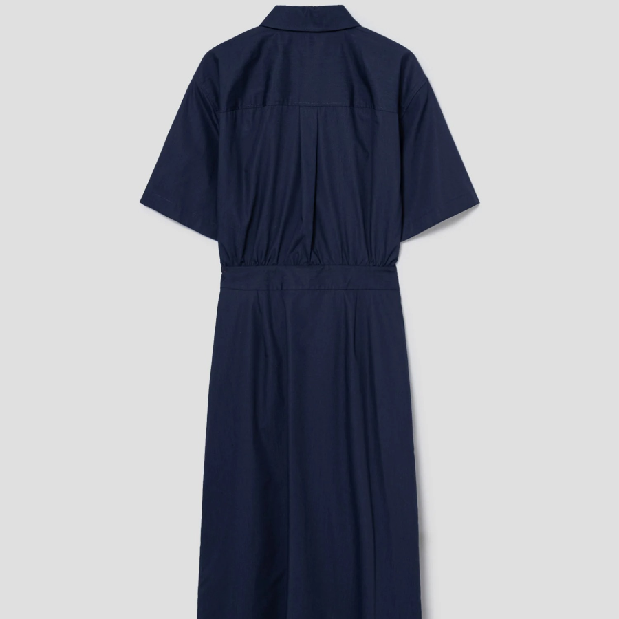 Theory Women Sleek Poplin Pleats Wrap Dress - Nocturne Navy