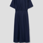 Theory Women Sleek Poplin Pleats Wrap Dress - Nocturne Navy