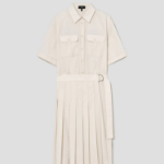 Theory Women Sleek Poplin Pleats Wrap Dress - Eggshell