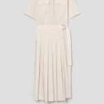 Theory Women Sleek Poplin Pleats Wrap Dress - Eggshell