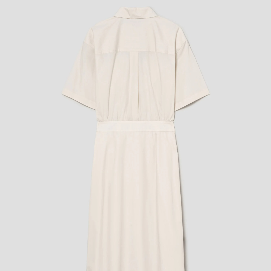 Theory Women Sleek Poplin Pleats Wrap Dress - Eggshell