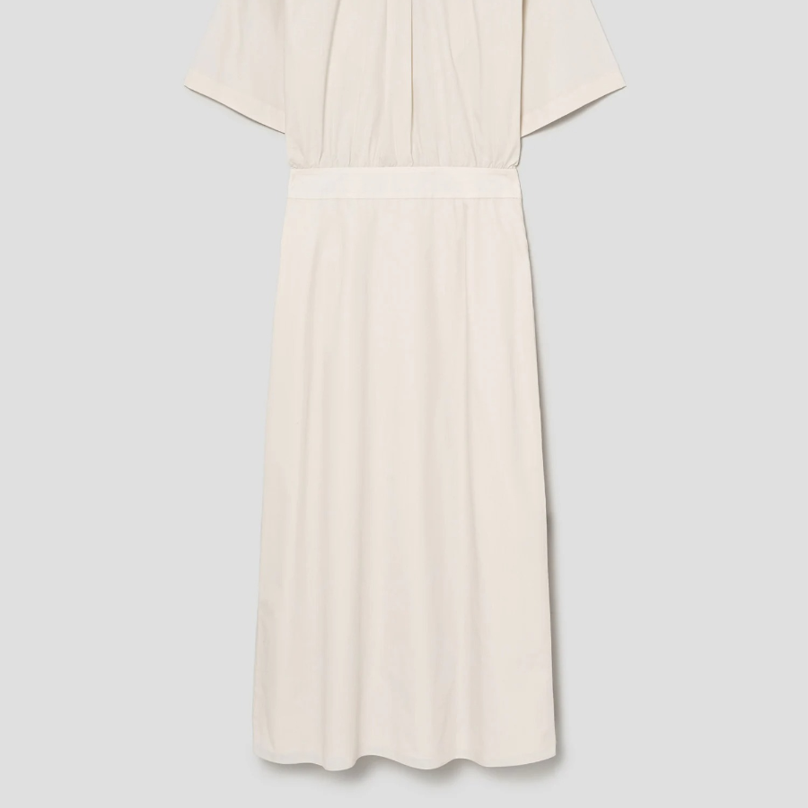 Theory Women Sleek Poplin Pleats Wrap Dress - Eggshell