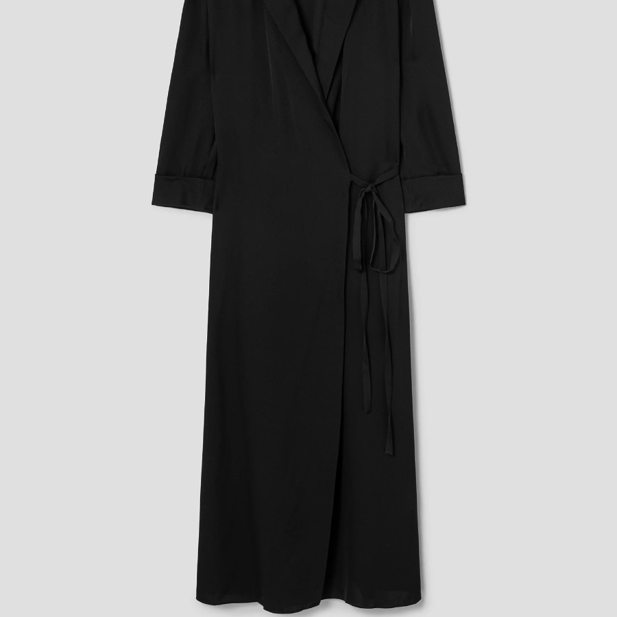 Theory Women Silk Georgette Lapel Overlap Dress - Black