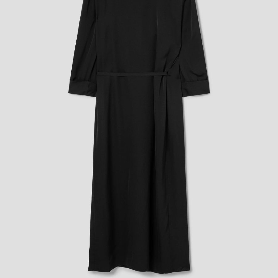 Theory Women Silk Georgette Lapel Overlap Dress - Black