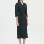 Theory Women Silk Georgette Lapel Overlap Dress - Black