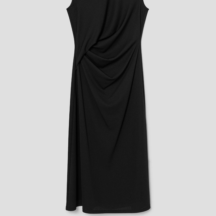 Theory Women Sweater Jersey Drape Tuck Dress - Black