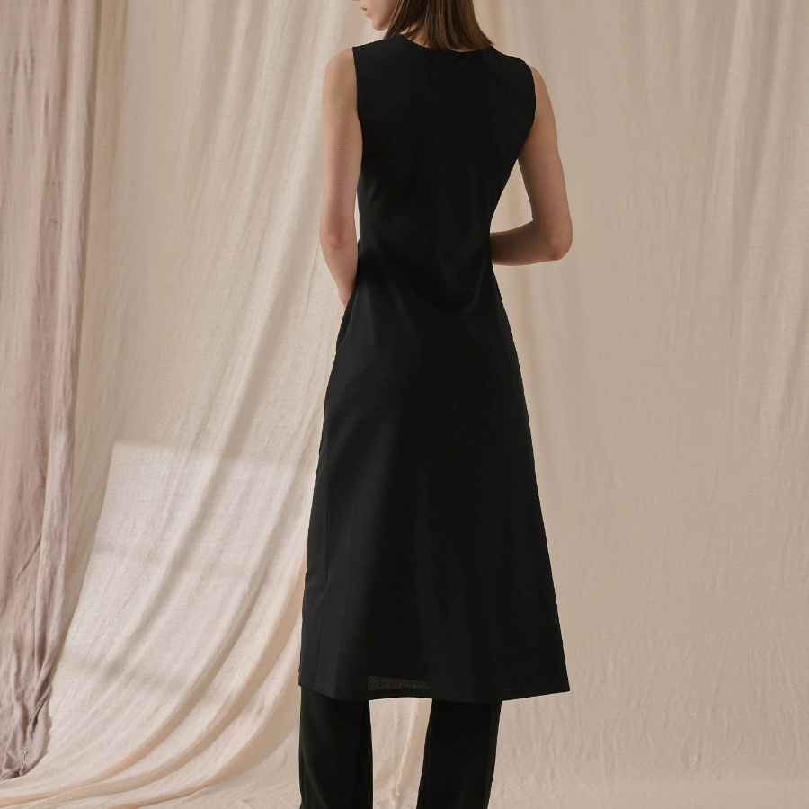 Theory Women Sweater Jersey Drape Tuck Dress - Black