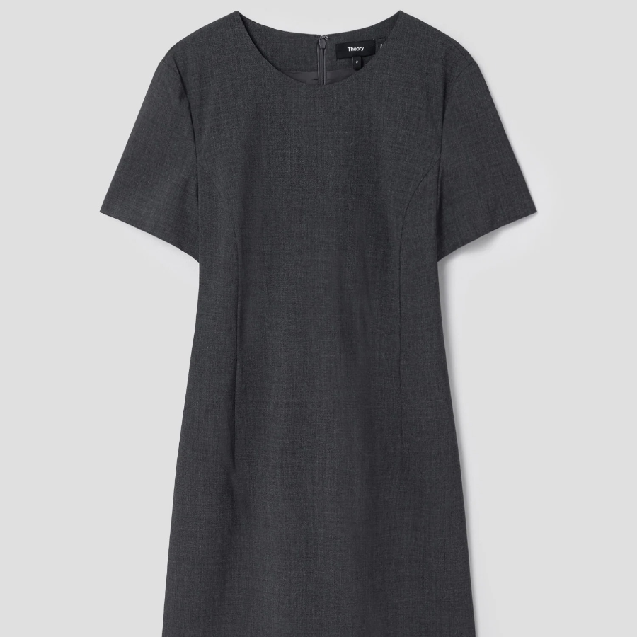 Theory Women Good Wool Jatinn Dress - Charcoal Melange