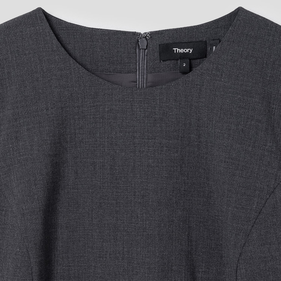 Theory Women Good Wool Jatinn Dress - Charcoal Melange
