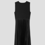 Theory Women Satin Texture Combo Pleated Dresss - Black