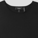 Theory Women Satin Texture Combo Pleated Dresss - Black