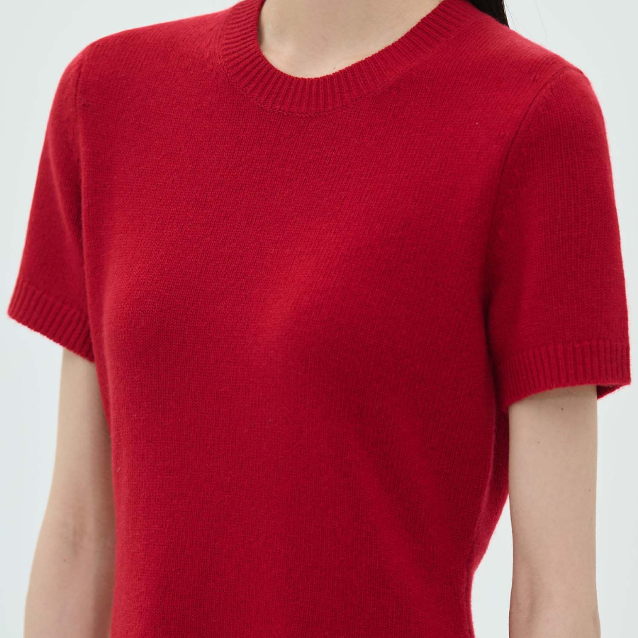 Theory Women Felted Wool Cash Crewneck Dress - Bright Red