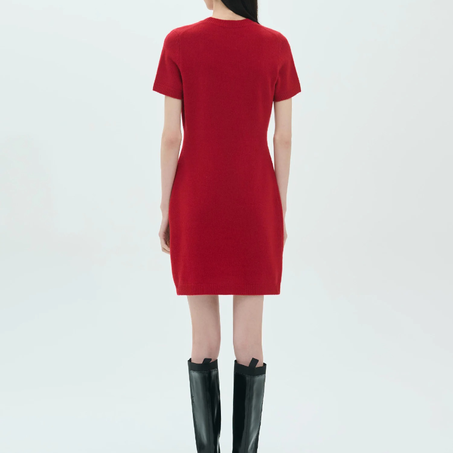 Theory Women Felted Wool Cash Crewneck Dress - Bright Red