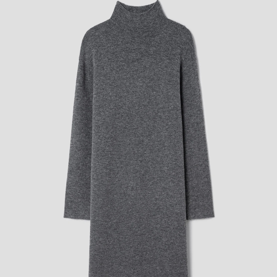 Theory Women Astor Wool Long Sleeve Midi Dress - Medium Heather Grey