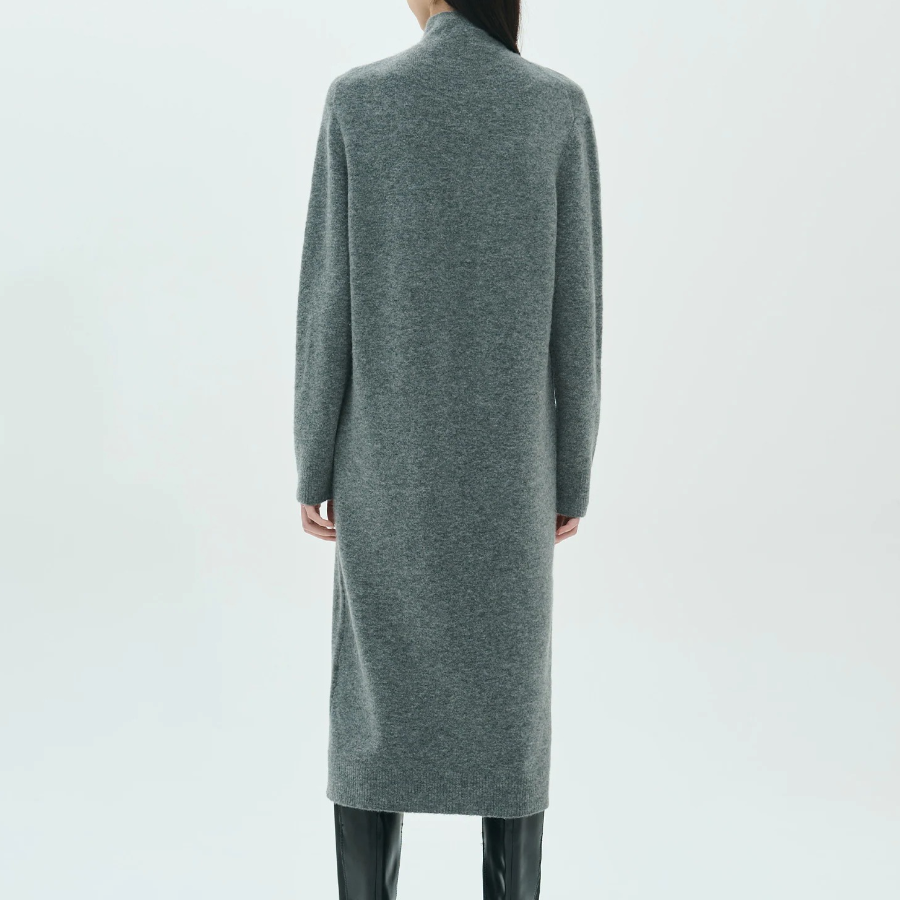 Theory Women Astor Wool Long Sleeve Midi Dress - Medium Heather Grey