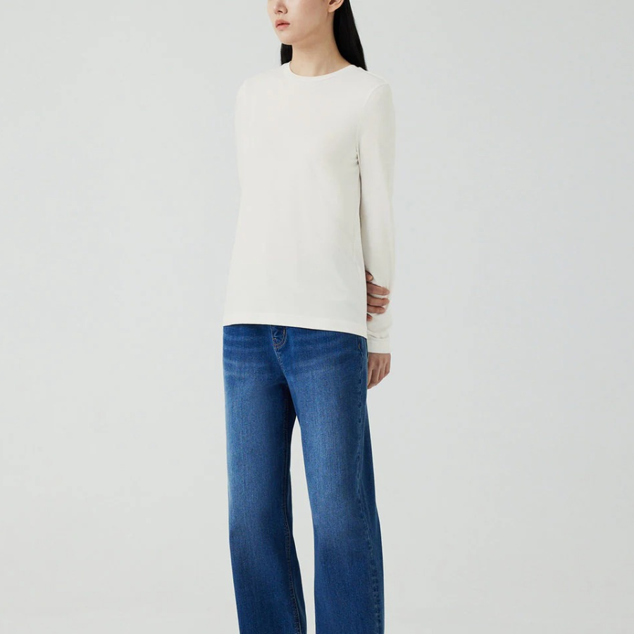 JAJU Soft Long-Sleeve T-Shirt – White