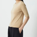 JAJU Pima Cotton Slim Fit Half-Sleeve T-Shirt – Beige