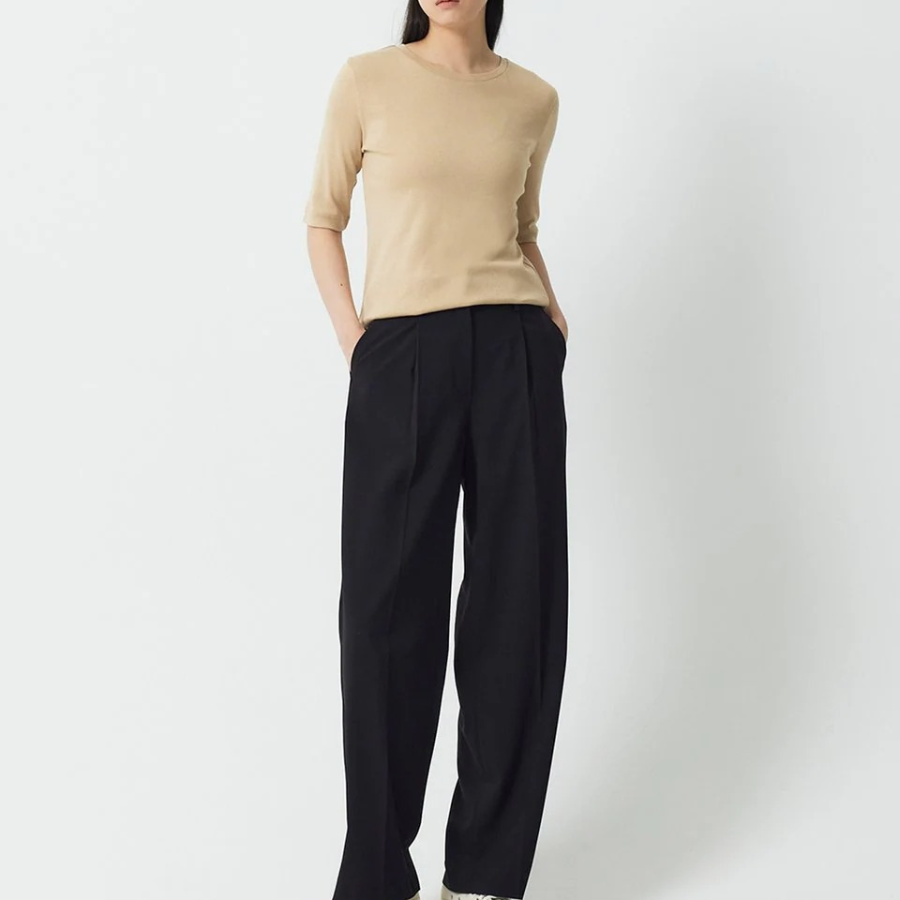 JAJU Pima Cotton Slim Fit Half-Sleeve T-Shirt – Beige