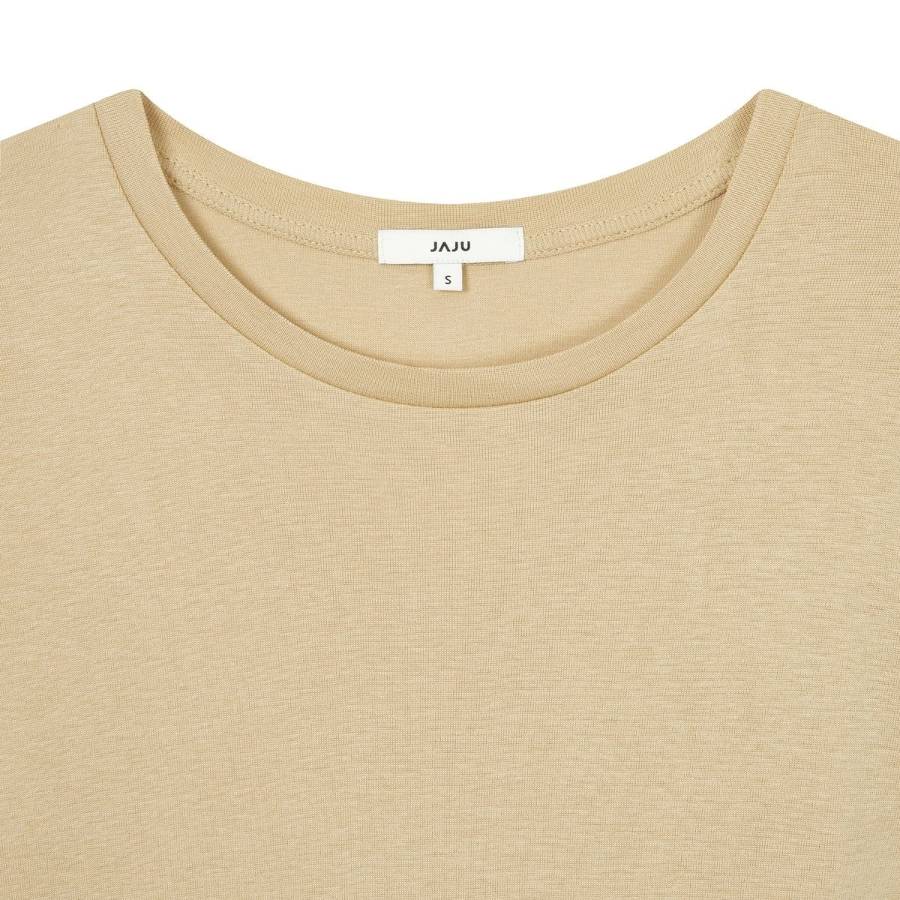 JAJU Pima Cotton Slim Fit Half-Sleeve T-Shirt – Beige