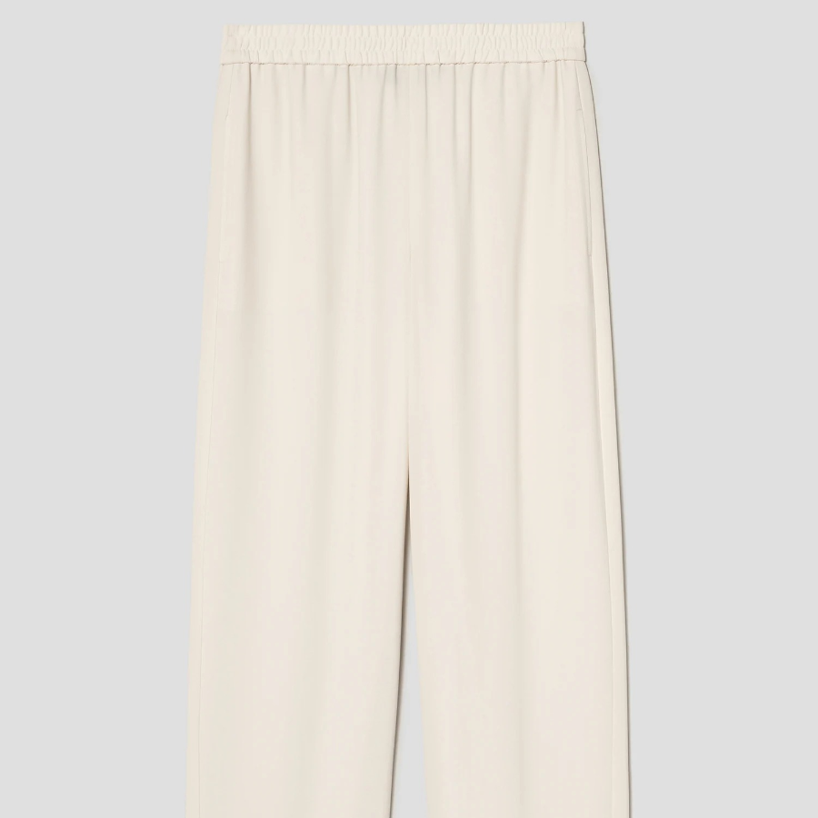 Theory Women Satin Crepe Relaxed Pullon Pants - Rice