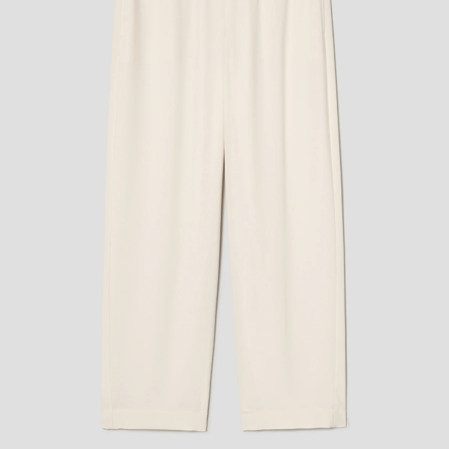 Theory Women Satin Crepe Relaxed Pullon Pants - Rice